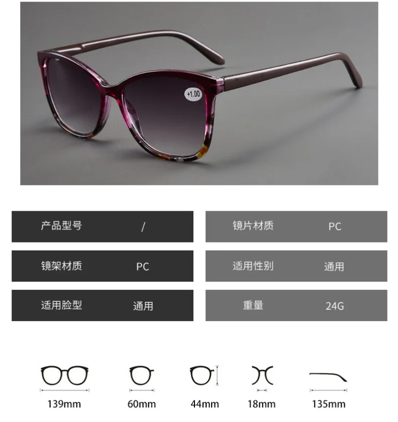 Übergroße Lese sonnenbrille für Frauen Männer neue Mode elegante Presbyopie weitsichtige Brille mit 1,0 1,5 2,0 2,5 3,0 4