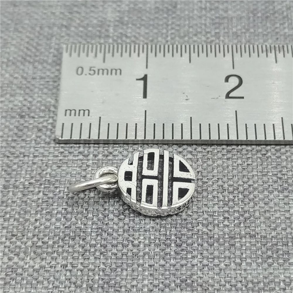 4 Pieces of 925 Sterling Silver Chinese Double Happiness Charms 2-sided for Wedding Bracelet