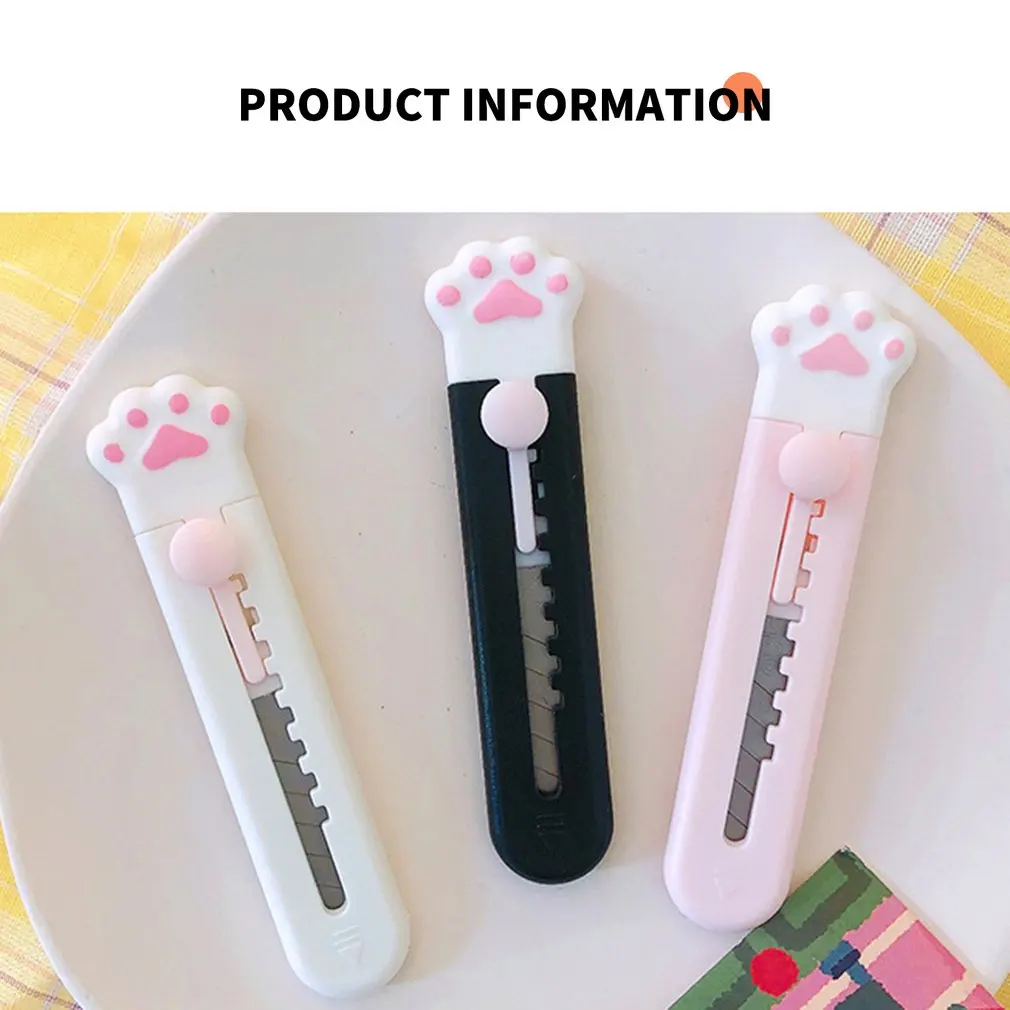 Kawaii Mini Pocket Cat Paw Art Utility Knife Express Box Knife Paper Cutter Craft Wrapping Refillable Blade Stationery