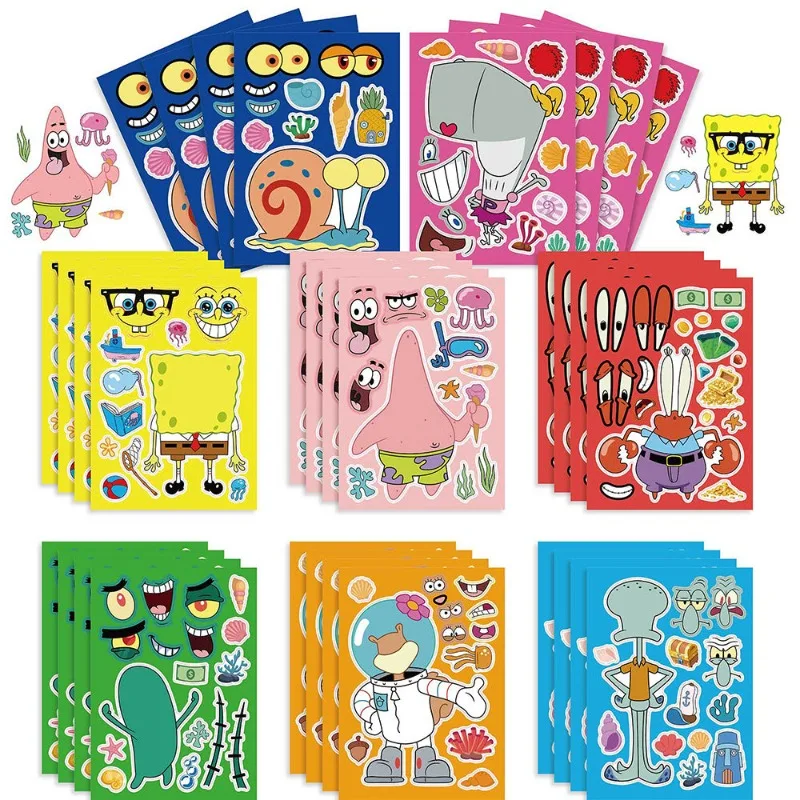 8PCS Cartoon SpongeBob SquarePants Patrick Star Stickers Mobile Phone Case Refrigerator Notebook Decoration Stickers Wholesale