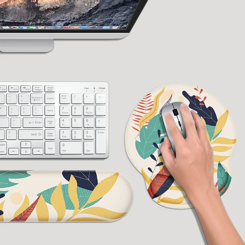 Simple Mouse Pad with Wrist Rest for Laptop Computer Office Ergonomic Design Memory Foam Wrist Support Multiple Styles Mouse Pad