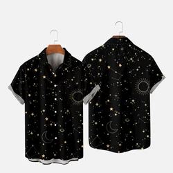 Men's Hawaiian T-Shirt For Women Moon Star Space Pattern Harajuku Hombre Fashion Shirt Casual Beach Oversized Clothes 10