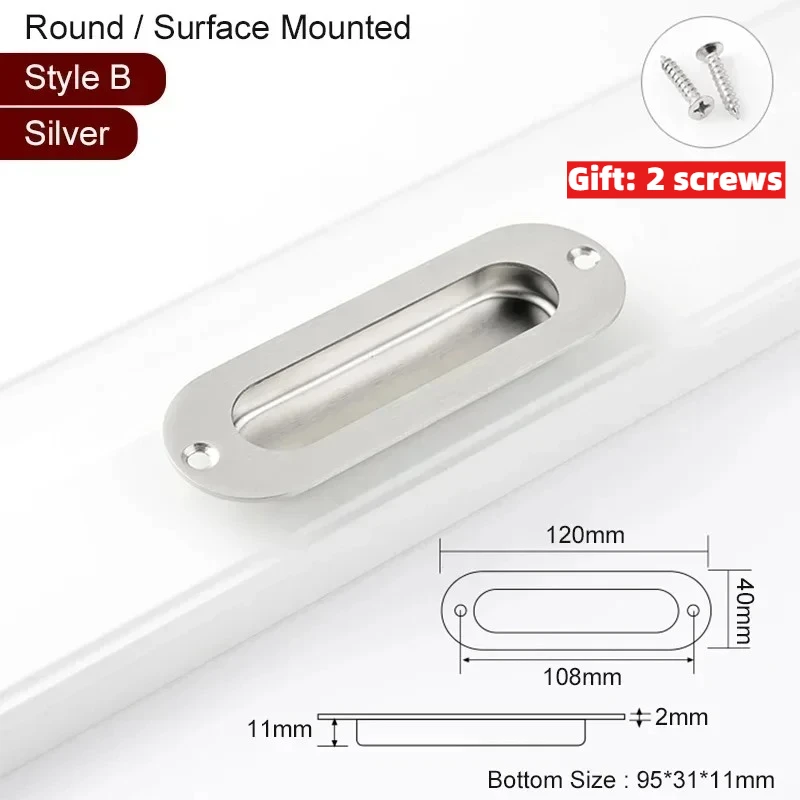 304 stainless steel sliding door concealed embedded handle, knob cabinet sliding door drawer handle, invisible handle
