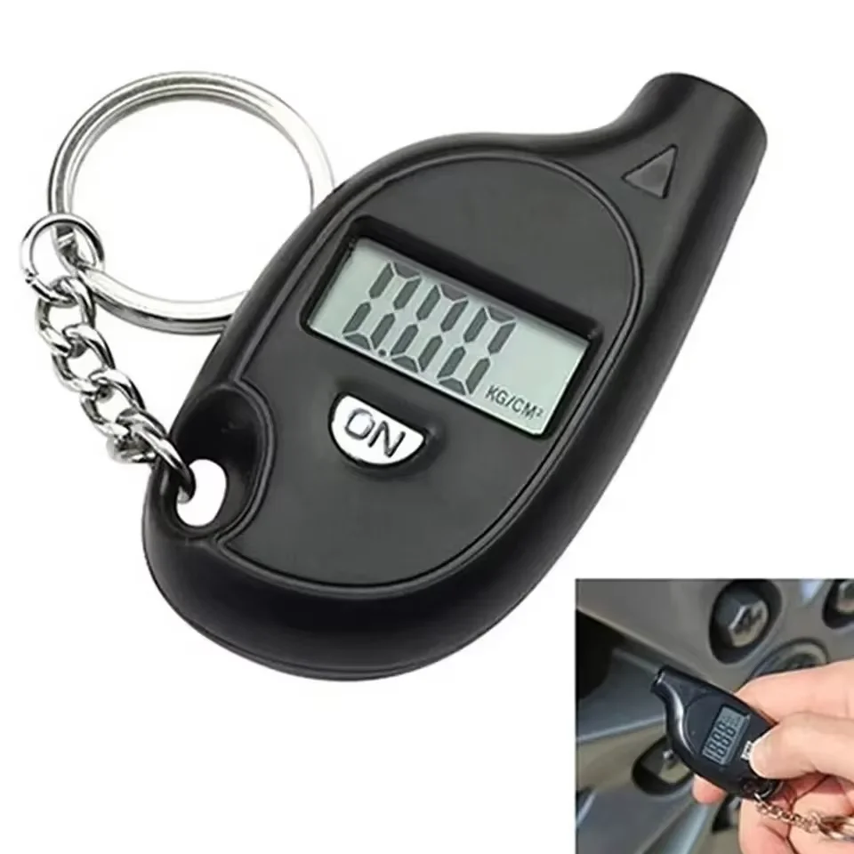 Mini Keychain Style Tire Gauge Digital Lcd Display Car Tire Air Pressure Tester Meter Auto Car Motorcycle Tire Safety Alarm Tool