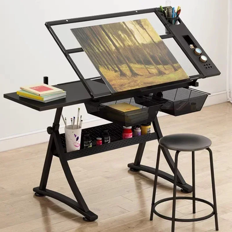 Nordic Workbench Multifunctional Drafting Table Liftable Telescopic Oil Painting Designer Table Sketch Art Easel Furniture FYDT