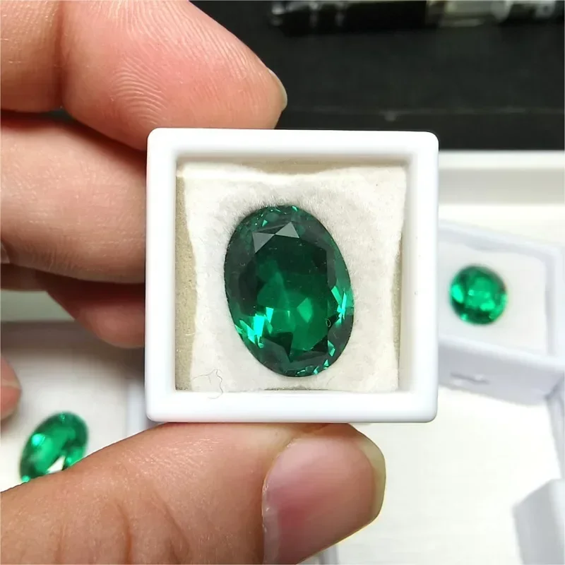 Pietra preziosa di forma ovale verde smeraldo colombiano coltivata in laboratorio per braccialetti con ciondoli gioielli fai da te che creano materiale certificato AGL selezionabile