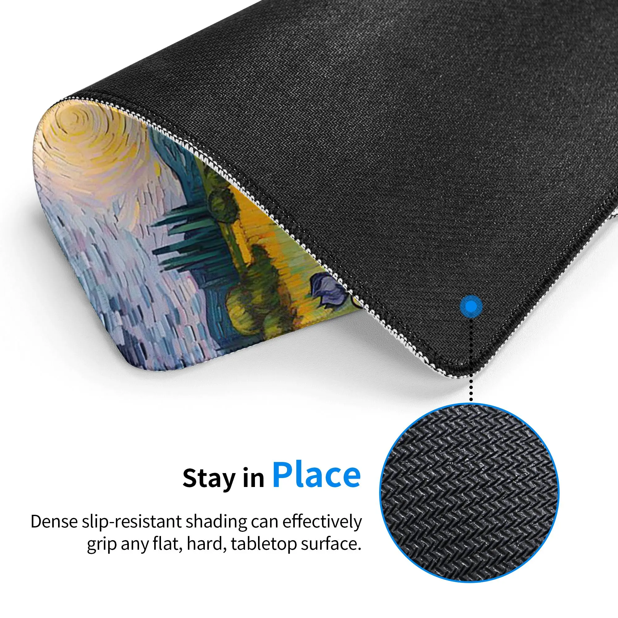 Van Gogh Irises Oil Painting Art Mouse Pad Computer Keyboard Mouse Mat Gaming PC Laptop Desk Mat Office Table Mats