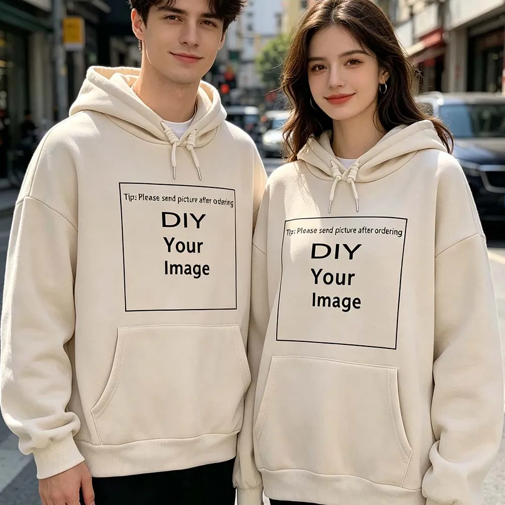 Men Women Pullovers DIY Customized Graphic Printing Hoodies Long Sleeve Comfortable Hooded Sweatshirts Pocket Fleece Custom Made