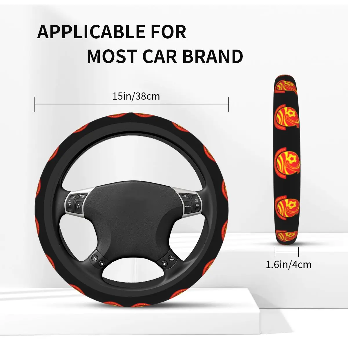 Ashdod FC Steering Wheel Cover, Universal 15 inch, Breathable, Anti-Slip,Warm in Winter and Cool in Summer