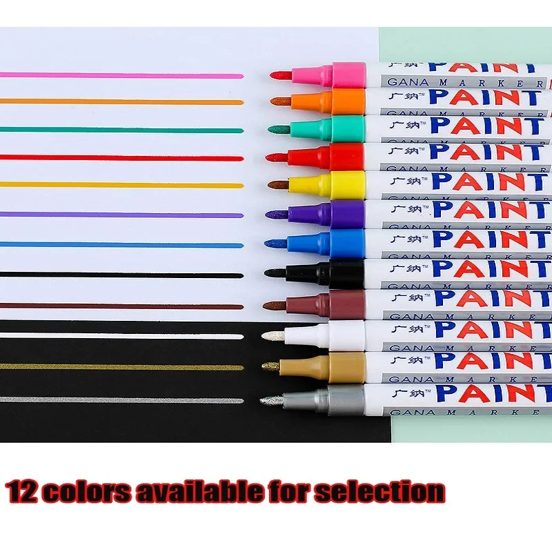 White Waterproof Cars Wheel Tire Oily Mark Pen Auto Rubber Tyre Paint Pen Cd Metal Permanent Paint Marker Graffiti Touch Up