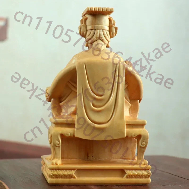 Natural Boxwood Chinese Goddess Mazu Statue Traditional Culture Mazu Wooden Carvings Sea Goddess Home Room Decoration Figurines