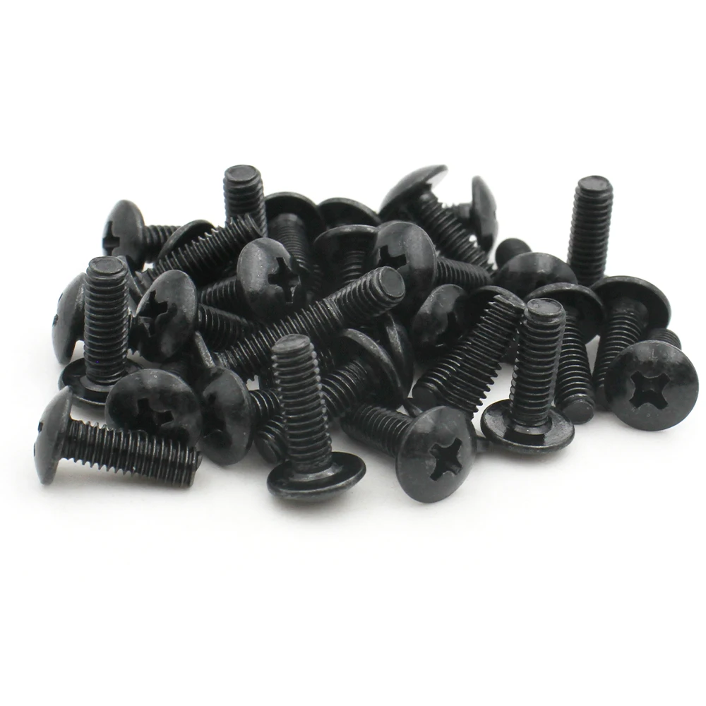 10pcs/lot M2 M2.5 M3 M3.5 M4 M5 M6 Black Plated Electronic Carbon Steel Cross Phillips Truss Mushroom Head Screw Bolt image 5