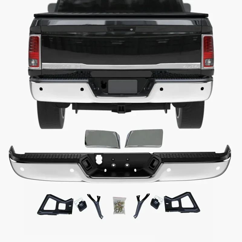 

USA In Stock Rear Step Bumper Assembly Chrome With Sensor Holes For Ram 1500 2009-2018