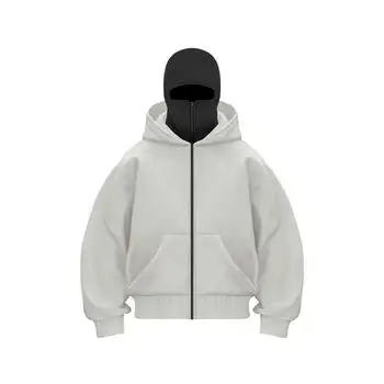 Unisex Plain Hooded Zip Up Sweatshirt Autumn Winter Ins Style Couple Matching Pullover Jacket 6