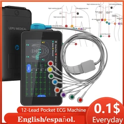 Lepu 12-Lead Pocket ECG Machine 24-hour Handheld ECG Machine Glasgow ECG Data Analysis Report Adults & Pediatrics Cardiologists