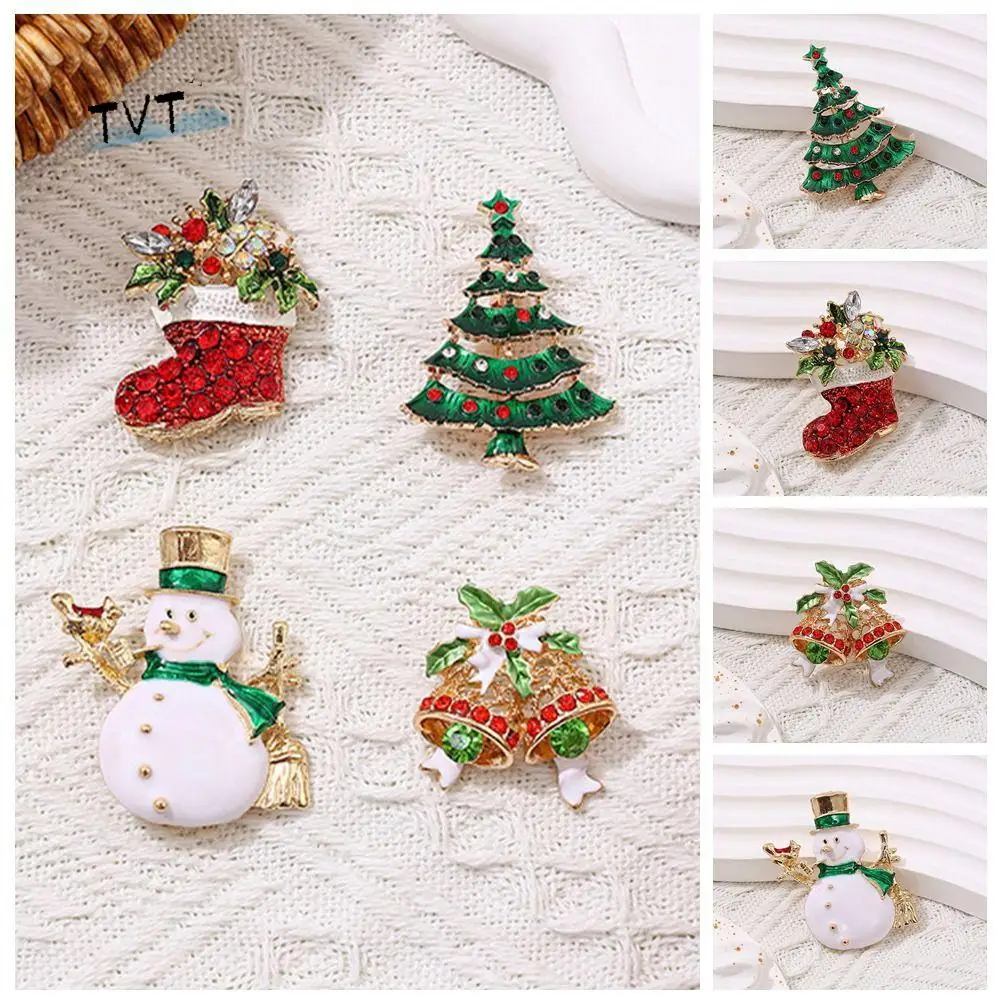 Spille con strass smaltati stile coreano Distintivo Regalo di Natale Spilla di Natale Accessori per vestiti in lega Spilla con pupazzo di neve Regalo