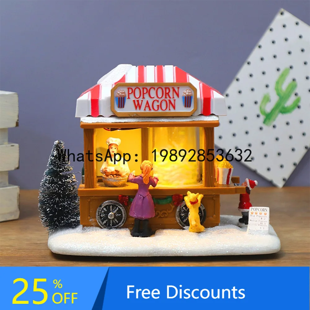 

CZ Christmas Glowing Musical Snow Scene House Window Home Christmas Ornament