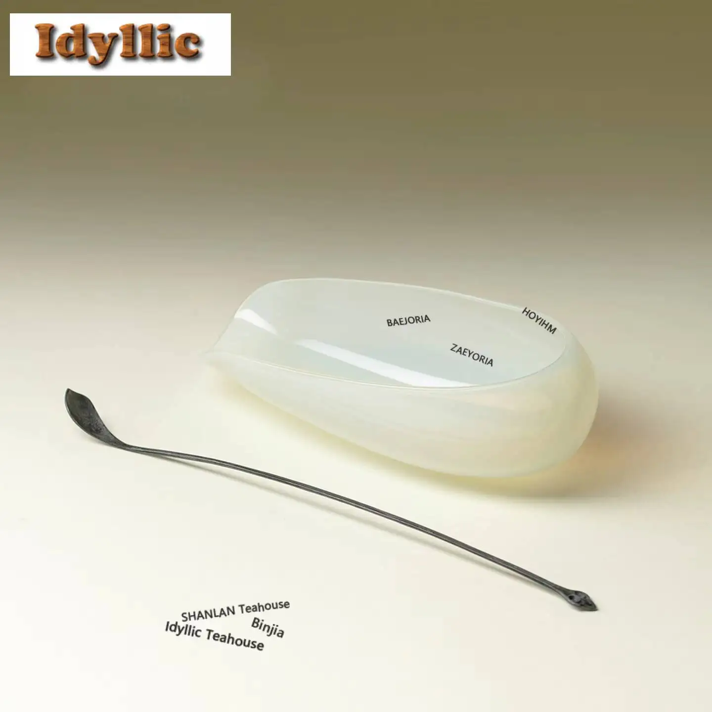 Ice Jade Glass Tea Scoop Zen Tea Boxes Saucer Chahe Shovel Household Appreciation Ladle Tea Items Equipment Ornaments Gifts