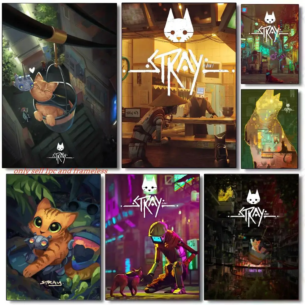 Game S-Stray Cute Cat Poster Modern and Elegant Wall Stickers for Home Decor Living Room Dormitory Wall Art