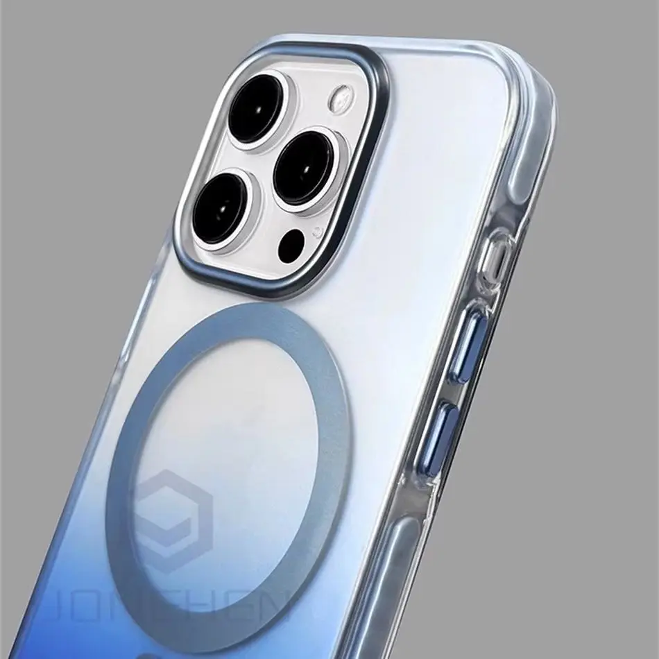 Premium Matte Clear For Magsafe Wireless Charge Case For iPhone 15 14 13 16 17 Pro Max Luxury Gradient Shockproof Magnetic Cover