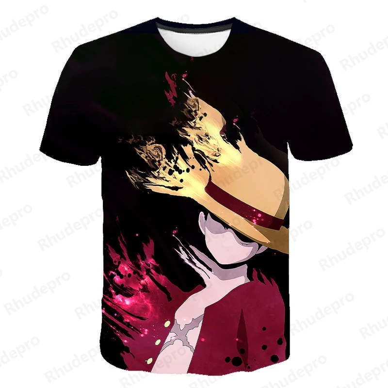 Neue One Piece 3D T-Shirt Luffy Strohhut Japanische Anime Lustige Männer Frauen Oansatz Schwarz Kurzarm Atmungsaktive Kausale Kleidung