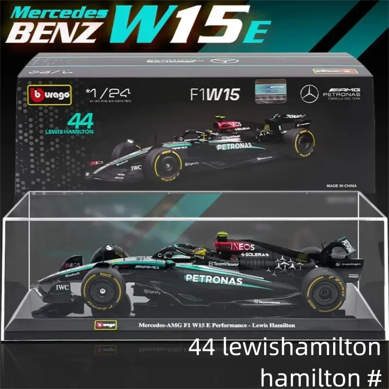 Bburago 1:24 Mercedes-AMG F1 W15 Diecast Model Car #44 Hamilton #63 Russell Formula Racing Alloy Vehicle Collection Gift Toy For view 5