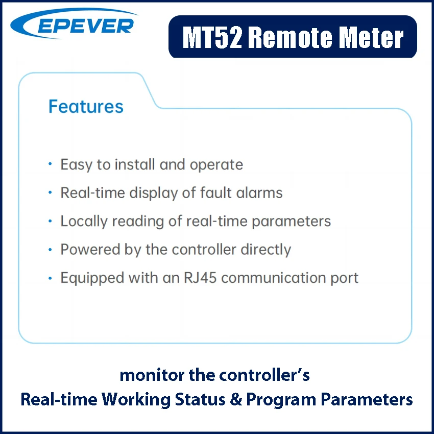 EPEVER MT52 Remote Meter Monitor Set Data of TracerAN Solar Charge Controller LCD Display Accessory Real time Program Parameter