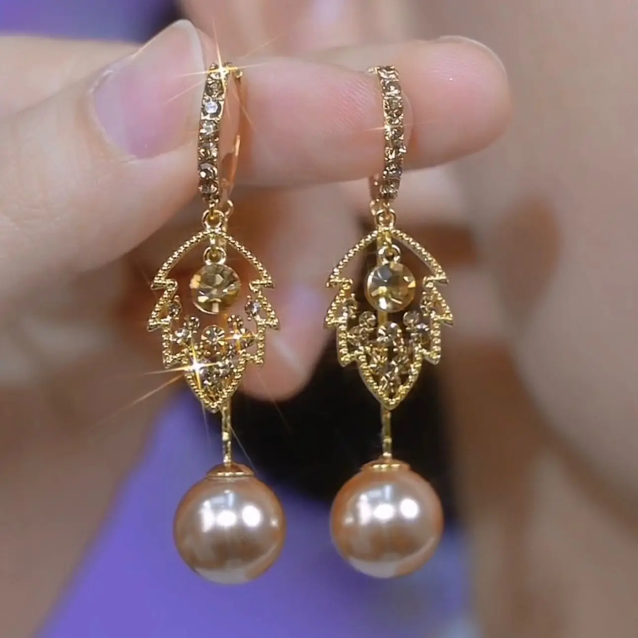 Maillard Coffee Color Inlay Crystal Exquisite Long Tassel Earrings for Women Fashion Light Luxury Earrings Wedding Party Jewelry