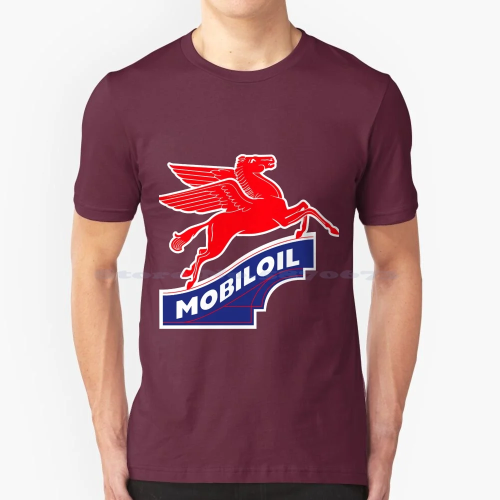 Mobil Oil Gas Station Vintage Sign-Logo 1930 T Shirt 100% Cotton Tee Gas And Oil Garage Gasoline Gas Pump Gas Station Hot Rod