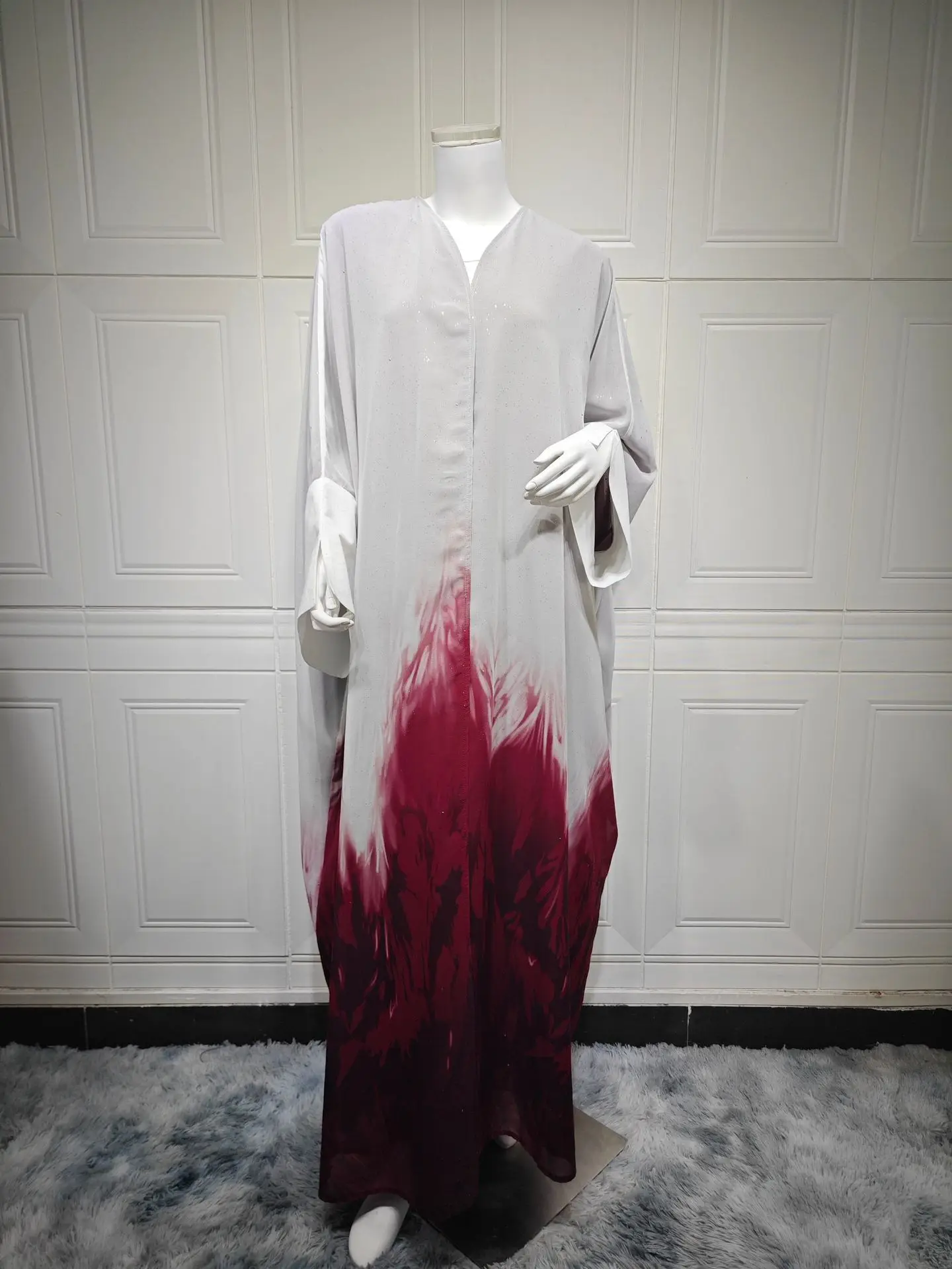 

Uni 2025 летнее блестящее мусульманское платье Абая с градиентом и открытым передом, скромное вечернее молитвенное платье для женщин