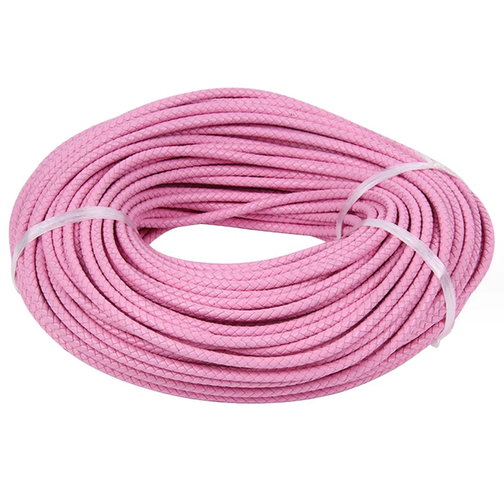 Colorful Braided Genuine Leather 2meters 3/4/5/6mm Round Leather Cord String Rope Bracelet Findings DIY Necklace Bracelet Making