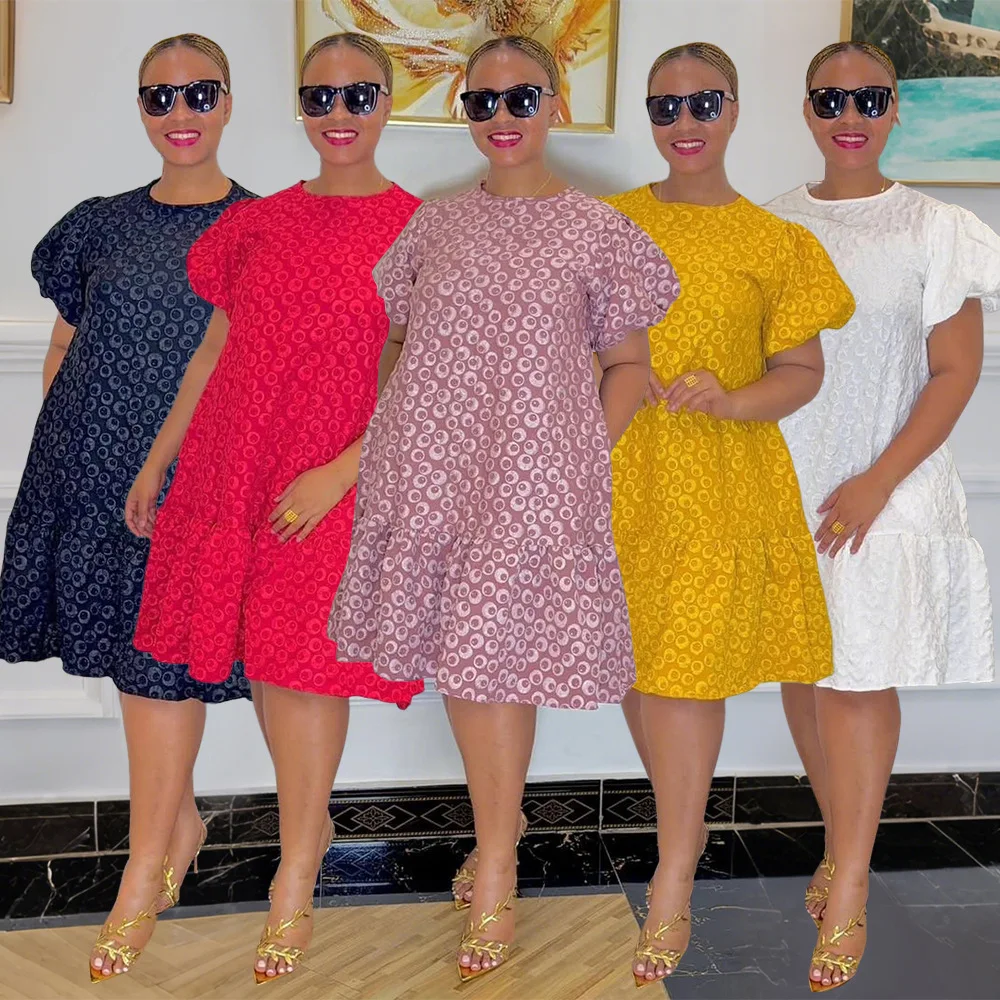 

African Dresses for Women Elegant 2026 Dashiki Spring Summer Short Sleeve Dress Ladies Traditional African Clothing Outfits