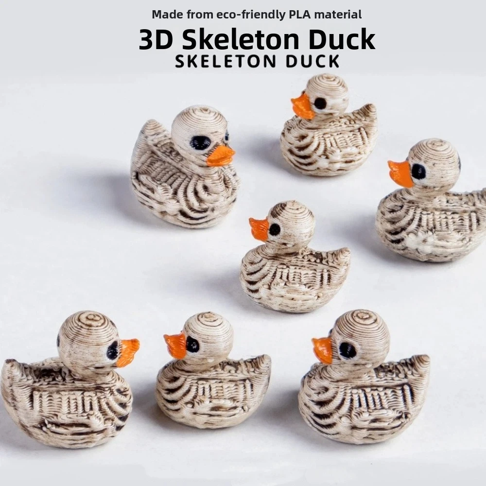 Gothic Style Halloween Skeleton Duck Statue 3D Printed Plastic Mini Ducks Ornament Scary Duck Halloween Decorations Home Office