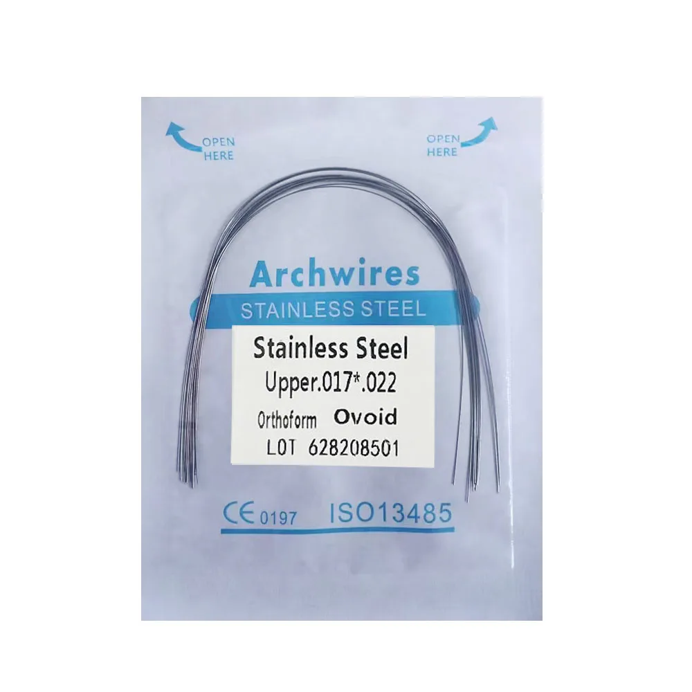10 шт./упак. суперэластичных ортодонтических архивов NITI и натуральных овальных архивов из нержавеющей стали, различные размеры нижнего/верхнего размера.