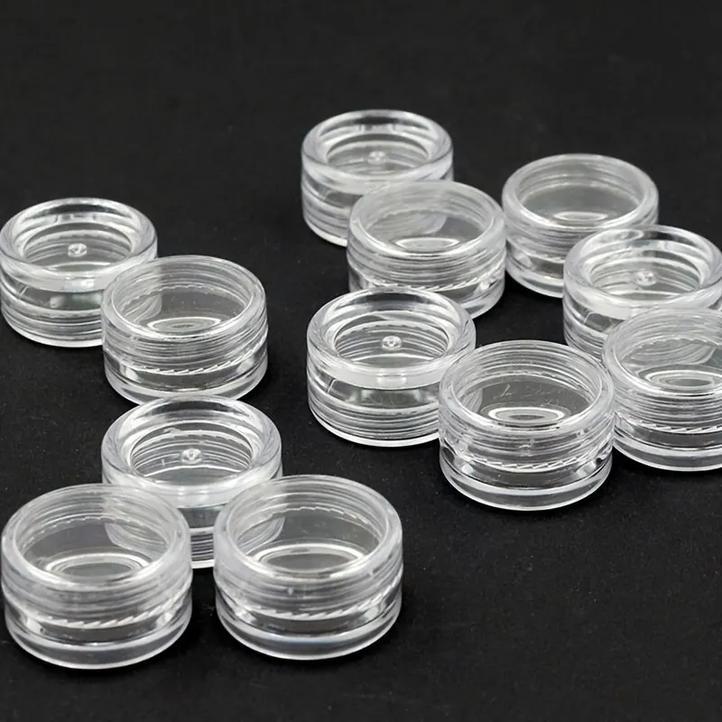 50Pcs/set Transparent Plastic Jewelry Bead Storage Box Small Bottom Round Container Jars Make Up Organizer Storage Boxes