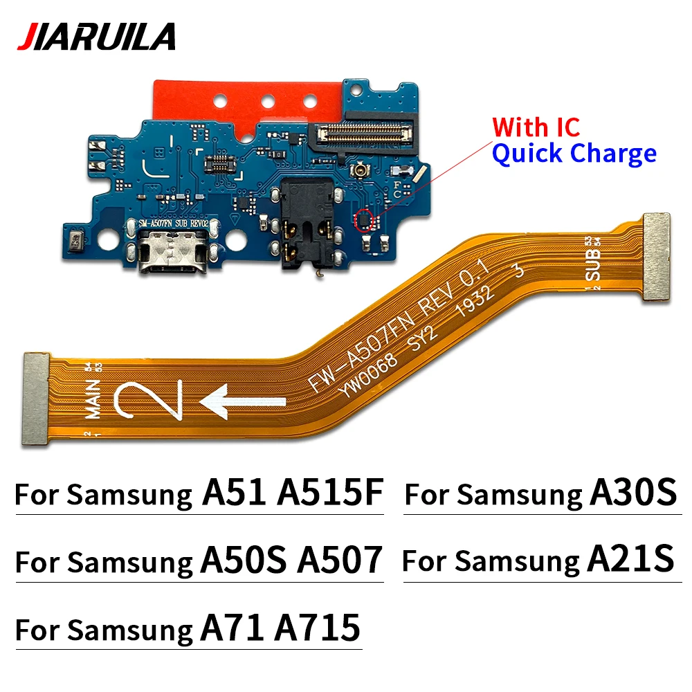 Dock Connector Micro USB Charger Charging Port Flex Cable Board With Microphone For Samsung A51 A71 A21S A30S A50S A515 A715F