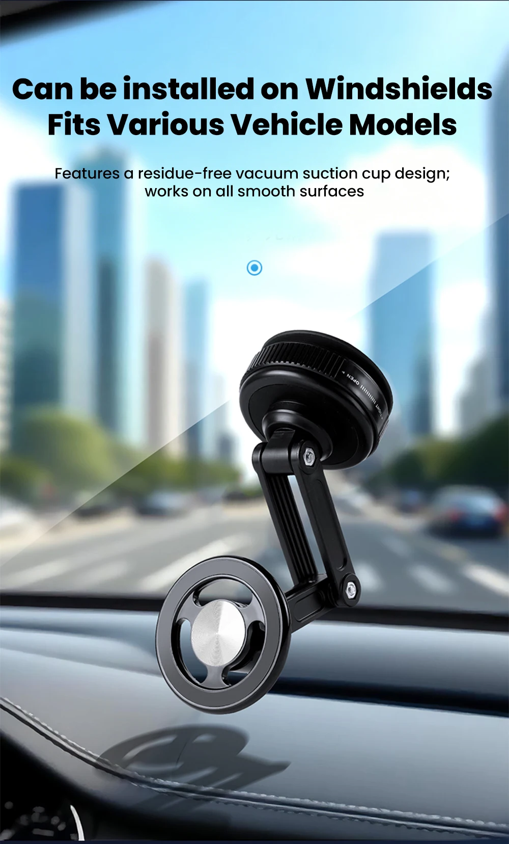 360 ° Drehbarer Auto-Handyhalter mit Vakuum-Magnethalterung, Faltbarer Verstellbarer Arm, Handyständer für Auto-Navigation und GPS – Detail 10