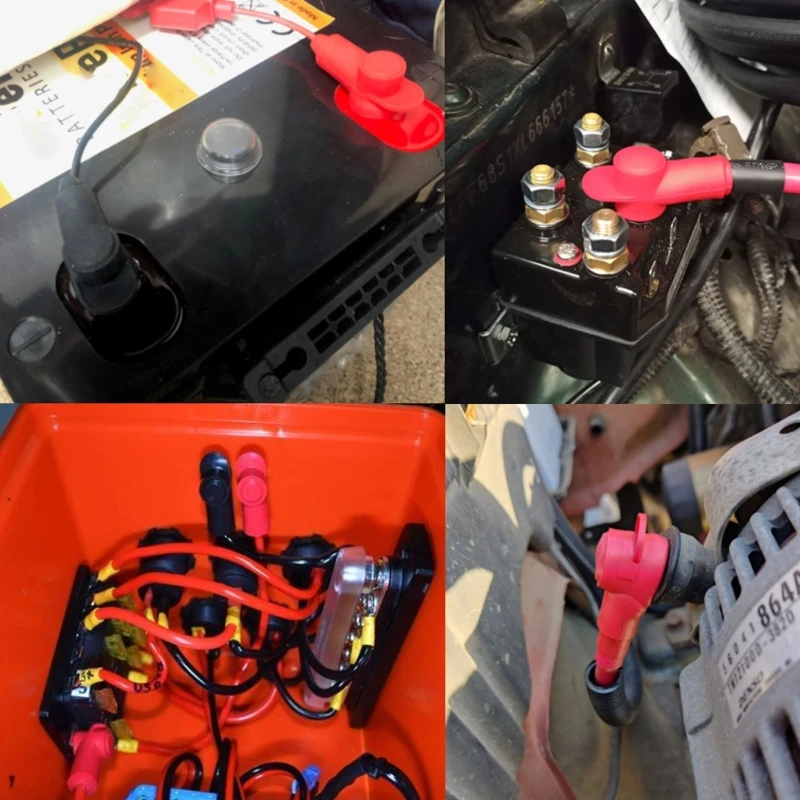2Pcs Car Battery Terminal Boots Insulating Covers PVC Cable Lug Protector Cap Marine Rubber Battery Stud Protector Replacement