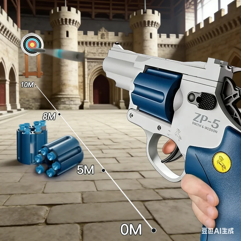 ZP5 Revolver Pistol Manual Soft Dart Bullet Launcher Toy Gun Weapon Outdoor  Airsoft  Shooter Pistola For Boys Birthday Gift