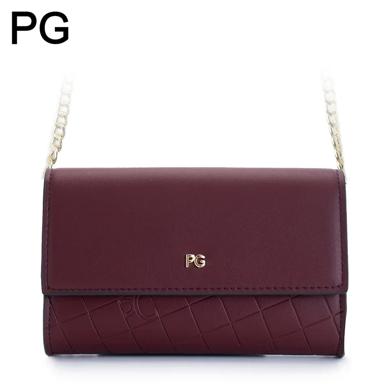 

Кожаная стеганая сумка-кошелек PG с золотой цепочкой-ремешком, элегантный клатч для вечернего, повседневного и торжественного использования