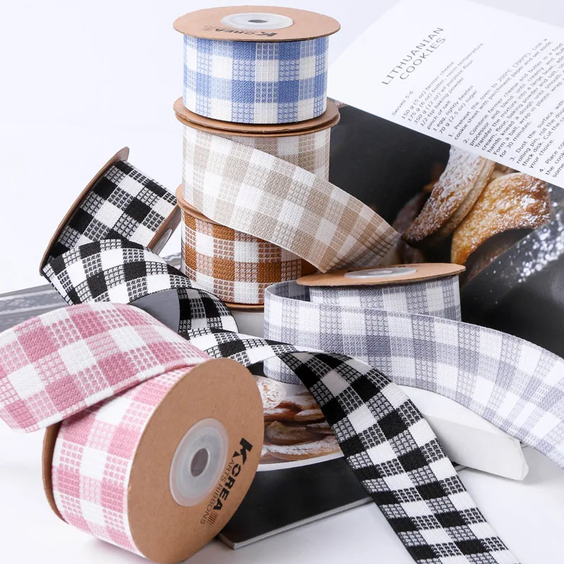 Gingham Checkered Plaid Ribbon Thick Double-Sided For DIY Crafts Hair Bows Clips Collar Tie Headwear Sew Accessories Christmas