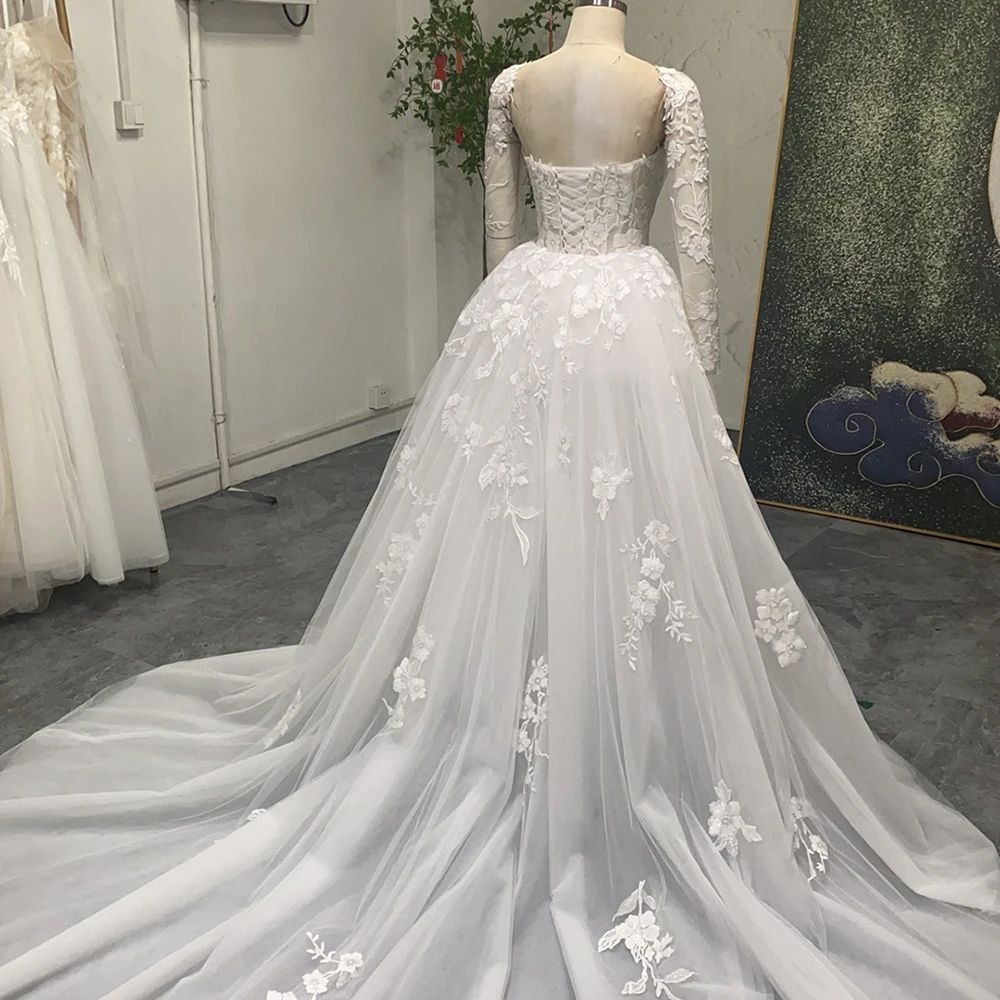 Customzied Wedding Dresses Sleeveless Detachable Train Pearl Turtle Neck Women's Bridal Gowns for Formal Occas vestidos de novia