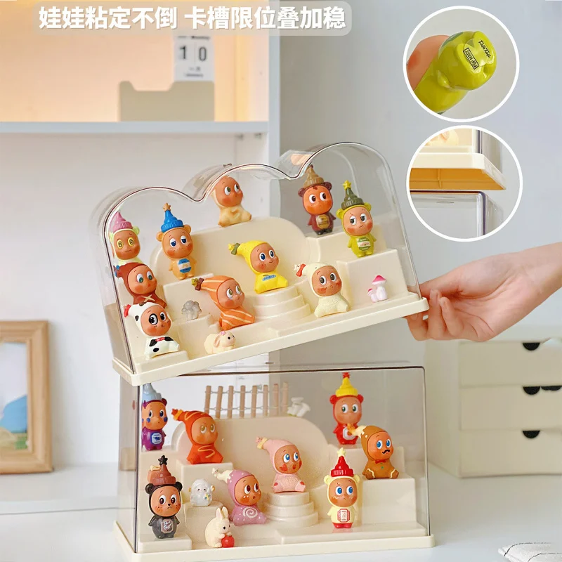 Stackable Clear Display Boxes for Action Figures Organize Showcase Your Collection Plastic Showcase Stairway Stage with lid
