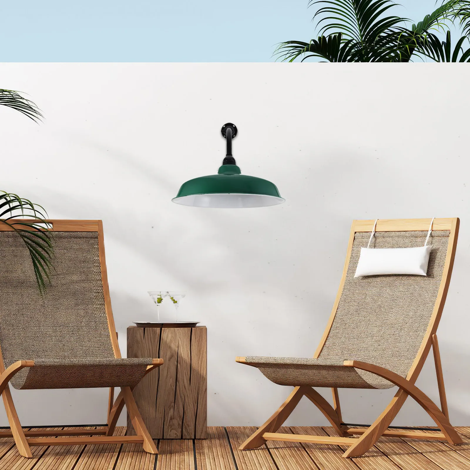 Outdoor Green Enamel Waterproof Lamp Shade Vintage Pendant Cover Industrial Wall Light Shade Patio Farmhouse Courtyard Street