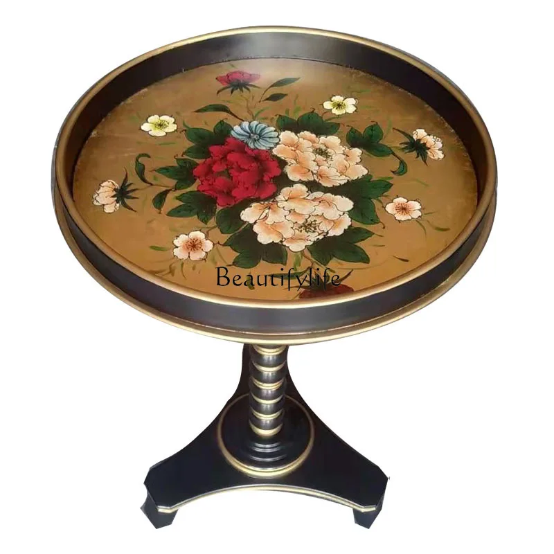 American Style Gold Foil New Classical Painted Corner Table European Style Living Room Sofa Coffee Side Table