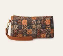 3pcs Clutch Bags Women PU Cork Geometry Printing Multifunctional Long Wallet