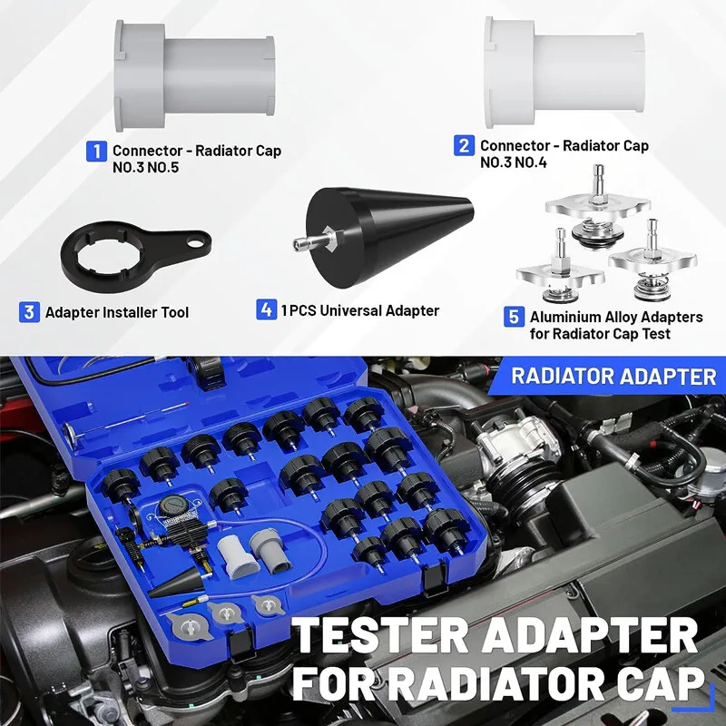 28 PCS 라디에이터 압력 테스터 진공식 냉각 시스템 리필 키트