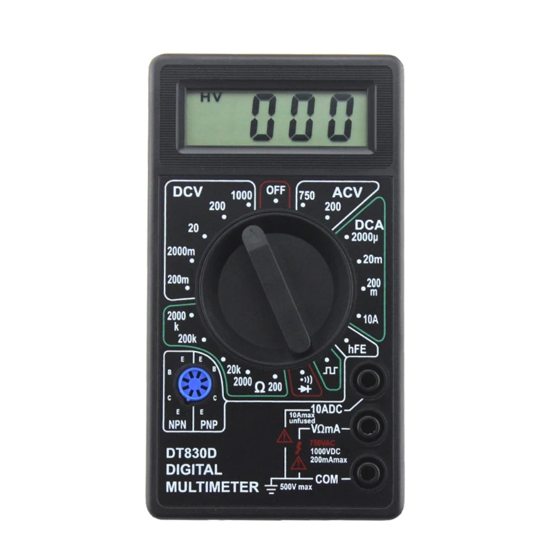 Digital Multimeter with Buzzer Voltage Ampere Meter Test Probe for DC A