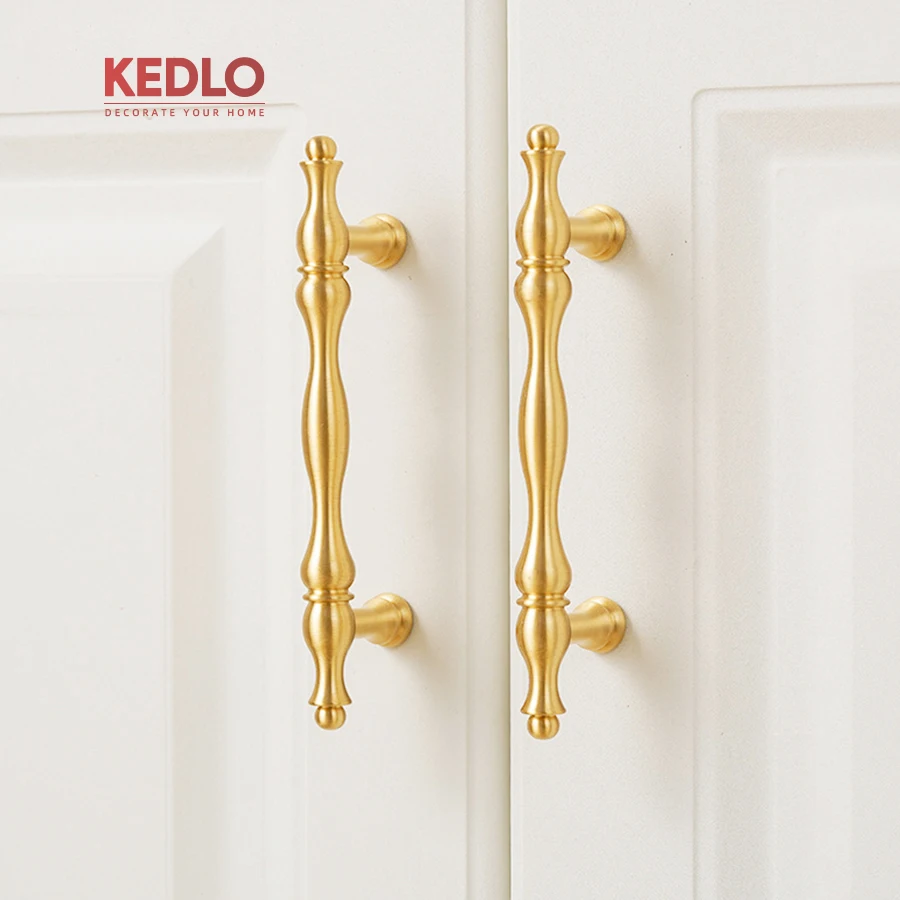 KEDLO, europäischer Stil, eleganter, massiver Messinggriff für Küchenschubladen, gebürstetes Messing. – Detail 18