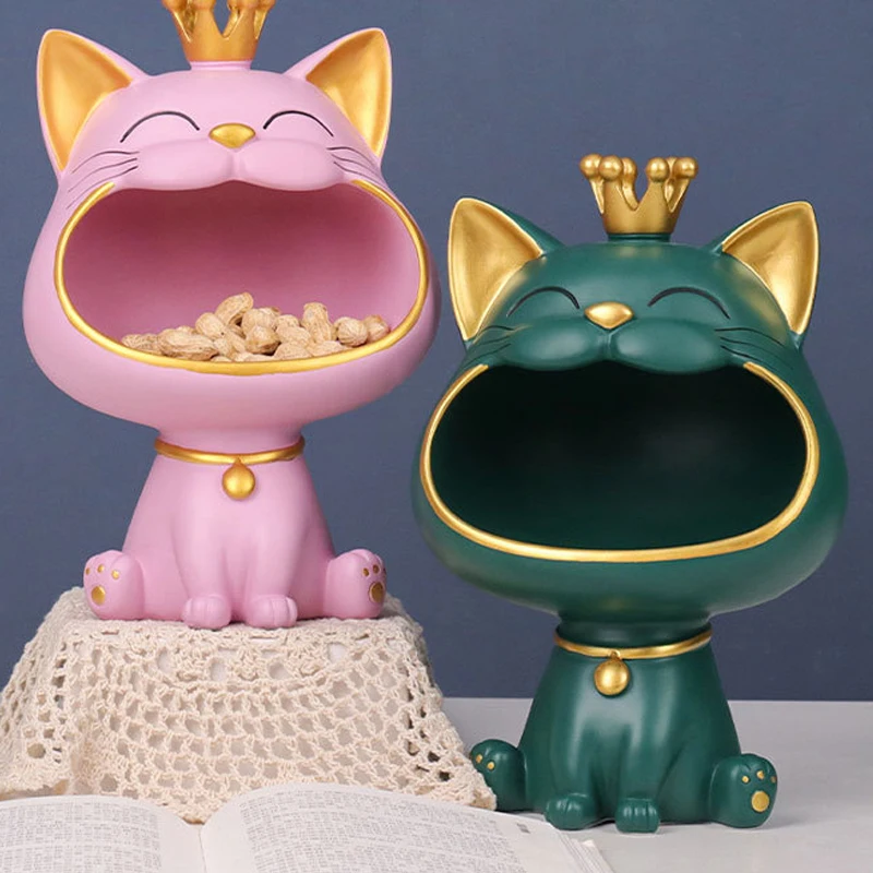 Creative Big Mouth Cat Storage Crown Decoration : Cosy New Home Key Storage & Living Room Decoration Housewarming Gift